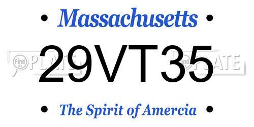 29VT35 Massachusetts License Plate