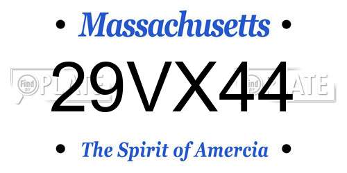 29VX44 Massachusetts License Plate