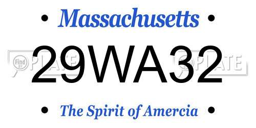 29WA32 Massachusetts License Plate