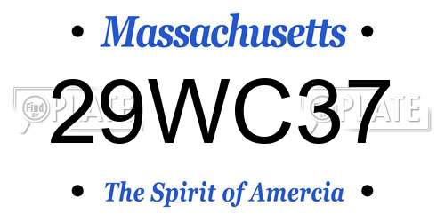 29WC37 Massachusetts License Plate
