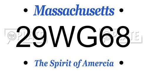 29WG68 Massachusetts License Plate