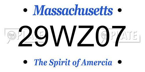 29WZ07 Massachusetts License Plate