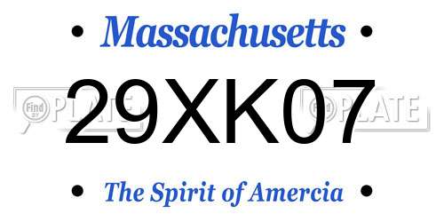 29XK07 Massachusetts License Plate