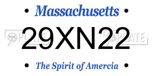 29XN22 Massachusetts License Plate