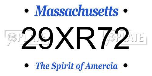 29XR72 Massachusetts License Plate