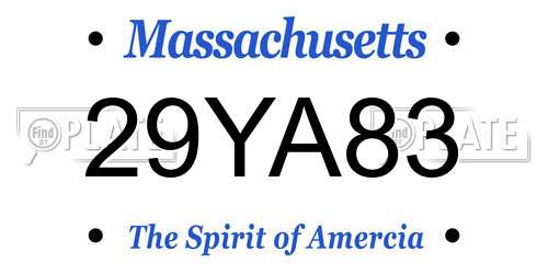 29YA83 Massachusetts License Plate