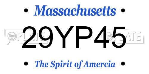 29YP45 Massachusetts License Plate