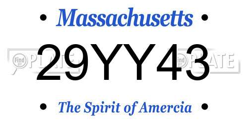 29YY43 Massachusetts License Plate