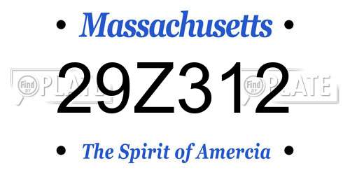 29Z312 Massachusetts License Plate