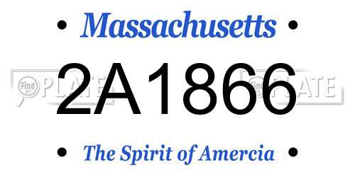2A1866 Massachusetts License Plate