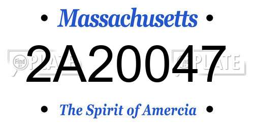 2A20047 Massachusetts License Plate