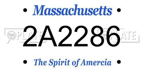 2A2286 Massachusetts License Plate