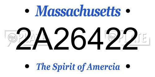 2A26422 Massachusetts License Plate