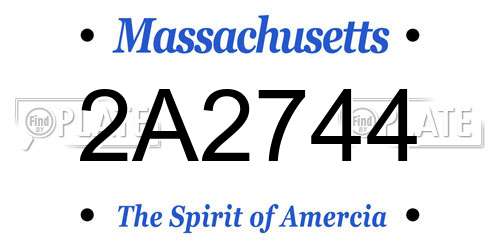 2A2744 Massachusetts License Plate