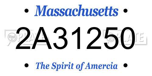 2A31250 Massachusetts License Plate
