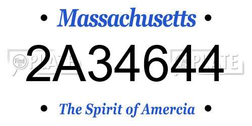 2A34644 Massachusetts License Plate