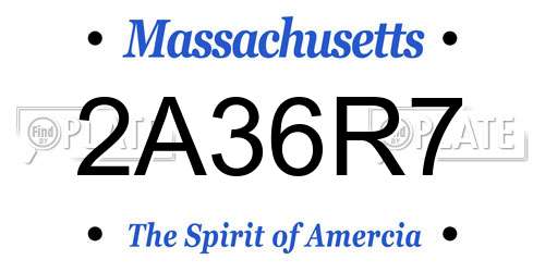 2A36R7 Massachusetts License Plate