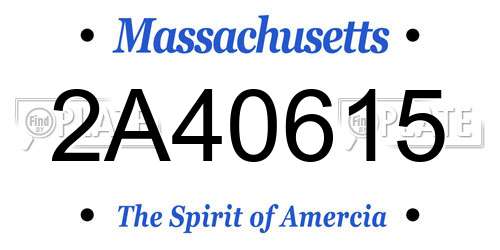 2A40615 Massachusetts License Plate