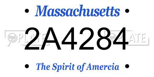 2A4284 Massachusetts License Plate