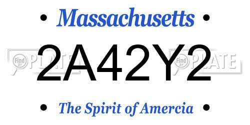 2A42Y2 Massachusetts License Plate