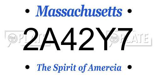 2A42Y7 Massachusetts License Plate