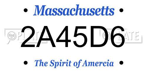 2A45D6 Massachusetts License Plate