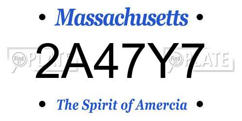 2A47Y7 Massachusetts License Plate