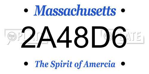 2A48D6 Massachusetts License Plate