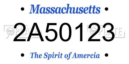 2A50123 Massachusetts License Plate