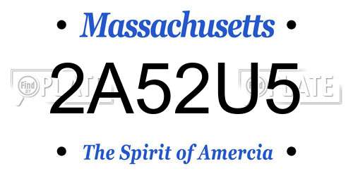 2A52U5 Massachusetts License Plate