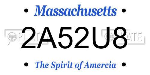 2A52U8 Massachusetts License Plate