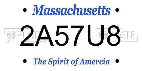 2A57U8 Massachusetts License Plate