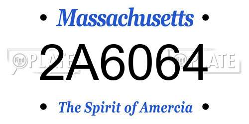 2A6064 Massachusetts License Plate