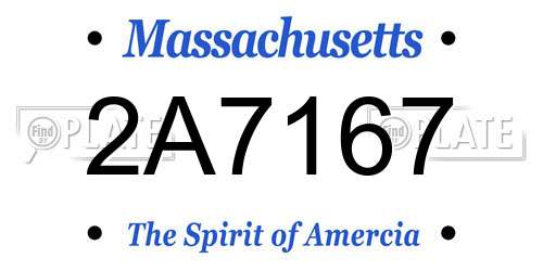 2A7167 Massachusetts License Plate