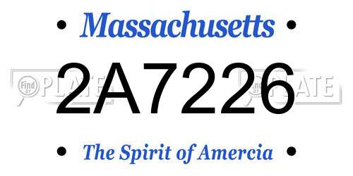 2A7226 Massachusetts License Plate