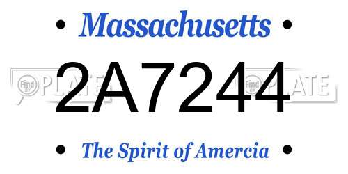 2A7244 Massachusetts License Plate
