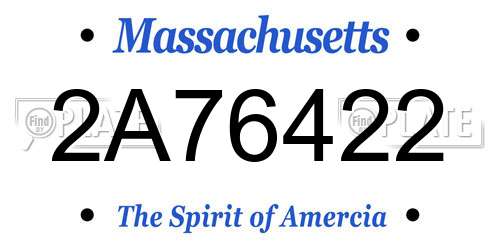 2A76422 Massachusetts License Plate
