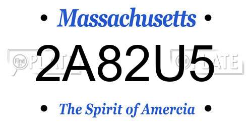 2A82U5 Massachusetts License Plate