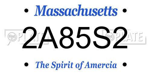 2A85S2 Massachusetts License Plate