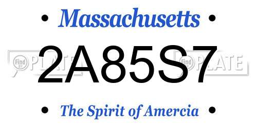 2A85S7 Massachusetts License Plate