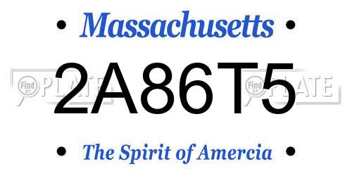 2A86T5 Massachusetts License Plate