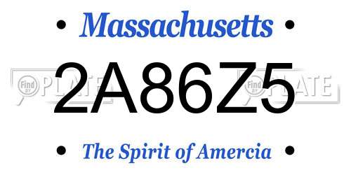 2A86Z5 Massachusetts License Plate