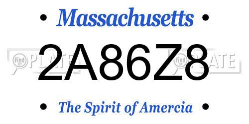 2A86Z8 Massachusetts License Plate
