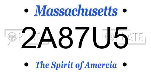 2A87U5 Massachusetts License Plate