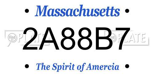2A88B7 Massachusetts License Plate