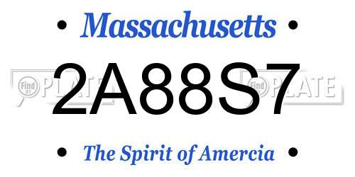 2A88S7 Massachusetts License Plate