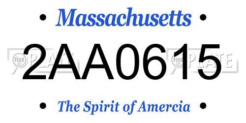 2AA0615 Massachusetts License Plate