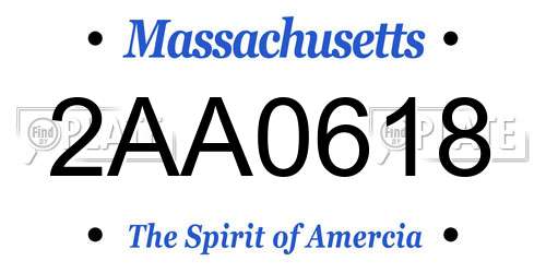 2AA0618 Massachusetts License Plate