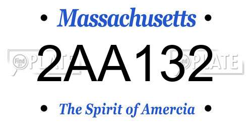 2AA132 Massachusetts License Plate