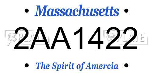 2AA1422 Massachusetts License Plate